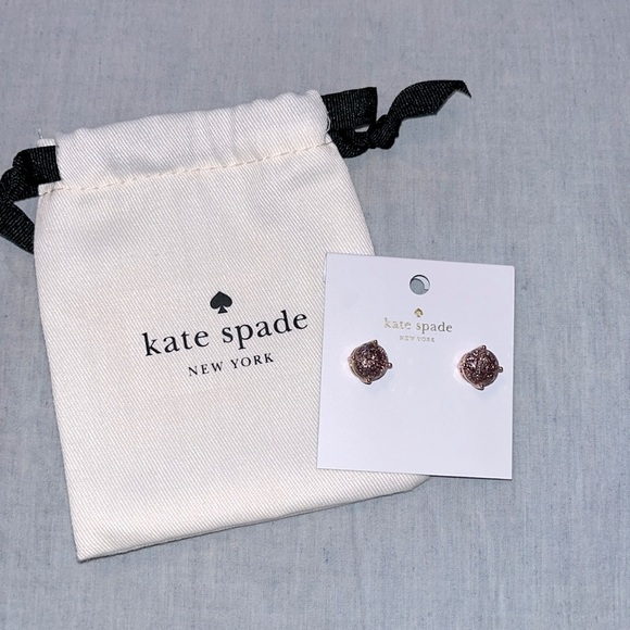 Kate Spade rose gold glitter studs - Picture 1 of 2